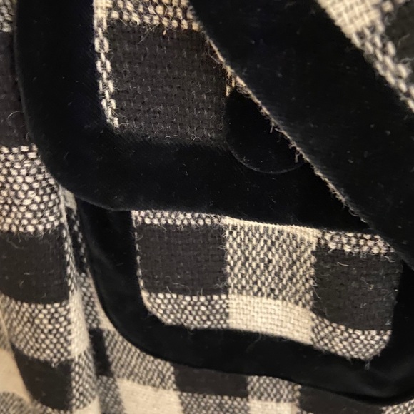 Ladies black and white wool checked blazer w/ velvet pipping - Picture 4 of 5